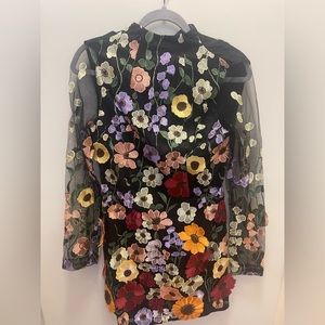 Floral Embroidered Mini Dress Size L